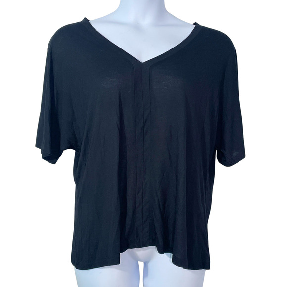 3/$20 Talbots Plus Sz X 12 L Lightweight Knit T-Shirt Top V-Neck Black Modal New - Picture 1 of 8